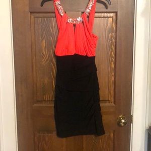 Coral n Black Cocktail Dress